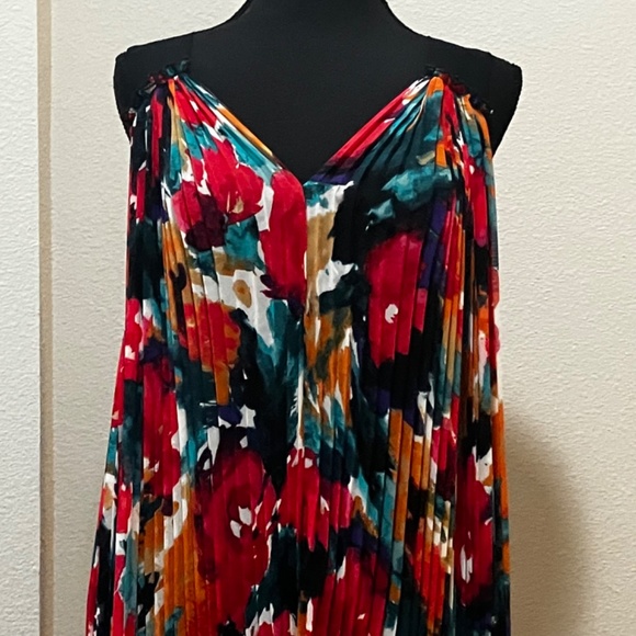 Allen B Accordian style asymmetrical sheer high low dress. - Picture 2 of 13